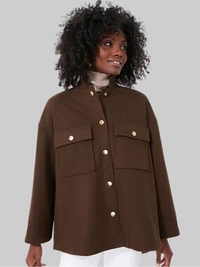 Tuckernuck Marat Brown Shirt Jacket with Gold Buttons